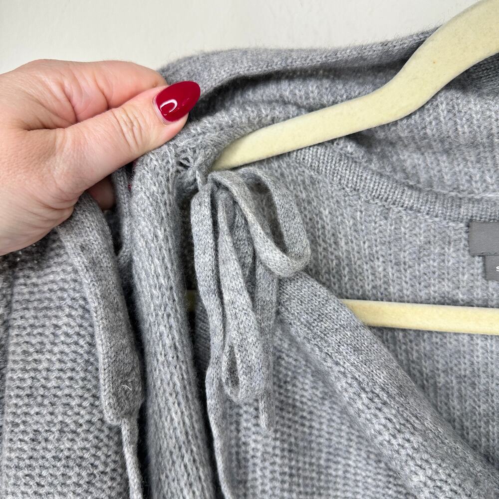 360 Cashmere Grey Draped Wrap Tie Front Moto Waterfall Cardigan Sweater Small - Picture 6 of 15